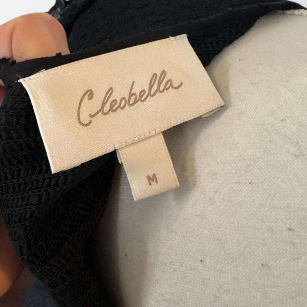 NWT Cleobella Colette Black Ruffle Sleeve Mini Dress Size M Cotton Spring - Picture 9 of 11